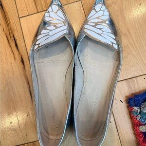 Sophia Webster butterfly flats in metallic silverback